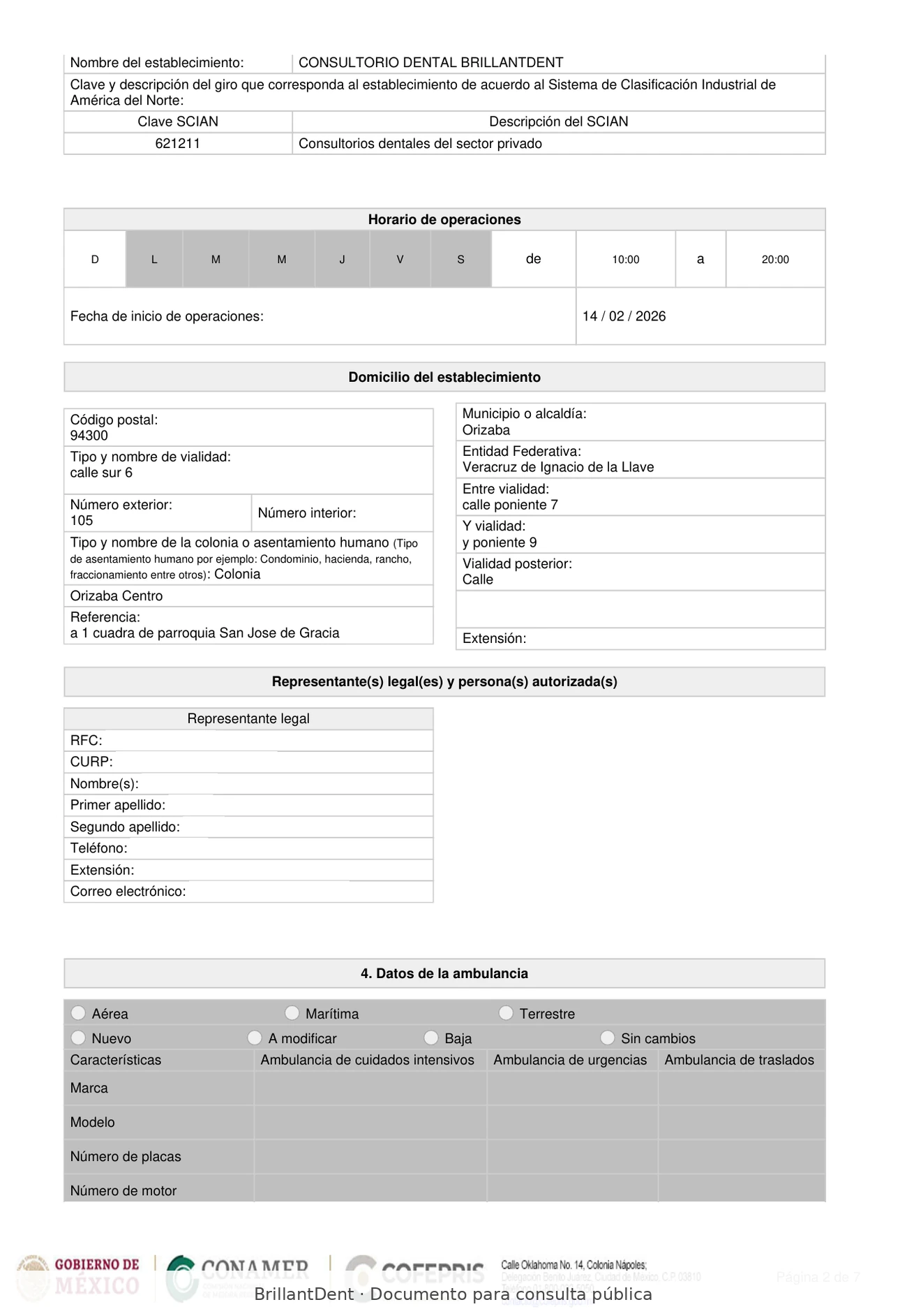 Aviso de Funcionamiento COFEPRIS - página pública 1
